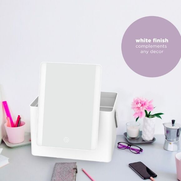 Conair LED-Lighted Storage Vanity Touchscreen Mirror- White - Picture 7 of 12